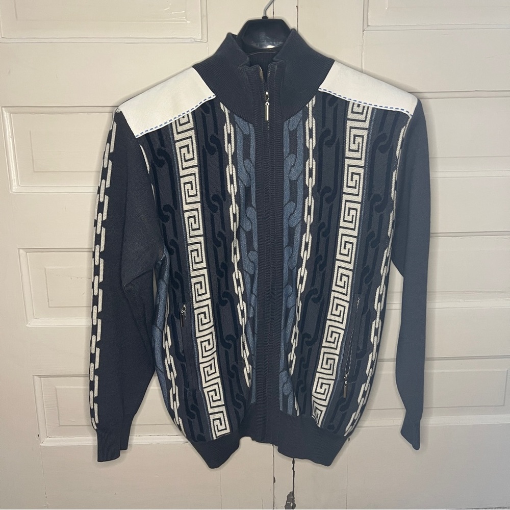 Stacy Adam's jacket blue Versace style pattern M